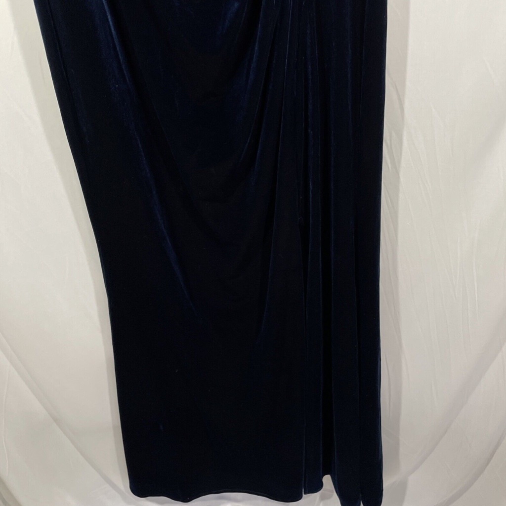 New Alex Evenings [ 18 Regular ] Off Shoulder Velvet Gown In Blue — image 8 of 8